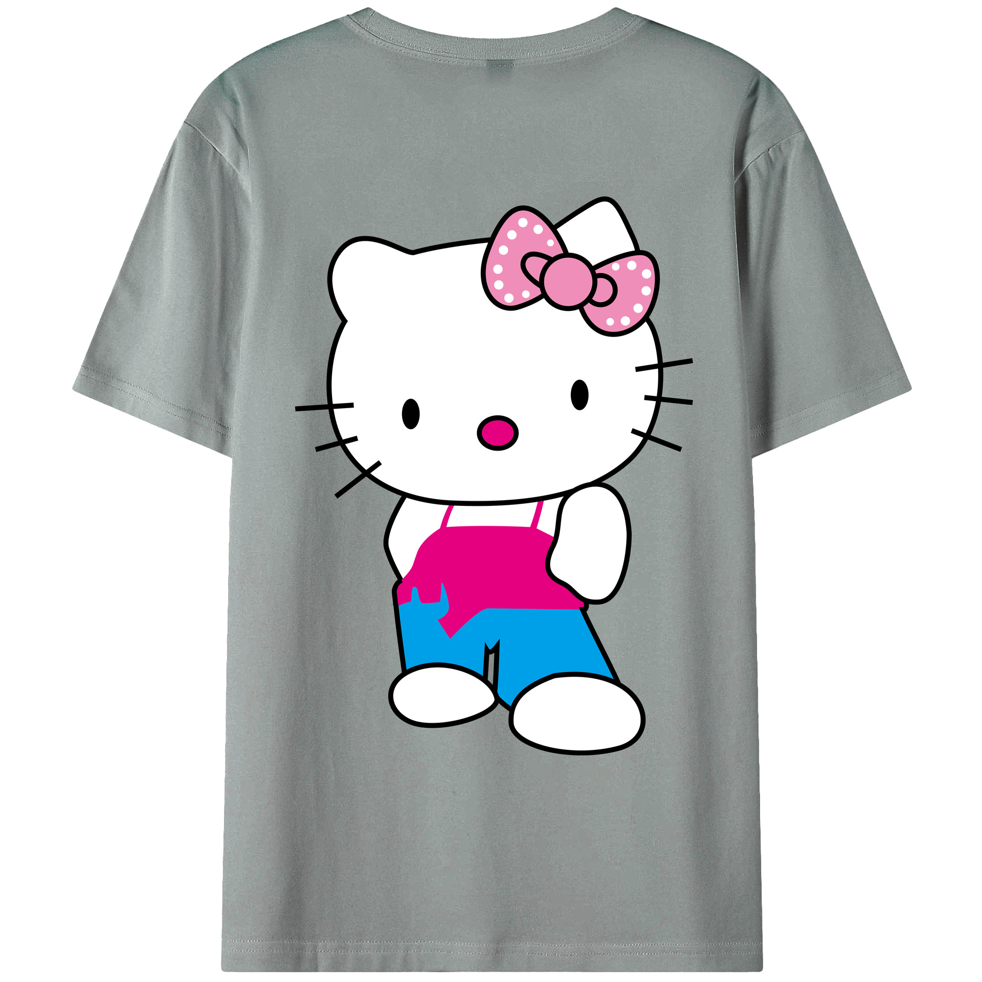 （画像用） Hello Kitty ハローキティ 綿100％ メンズ半袖Tシャツ（バックプリント） 通気性